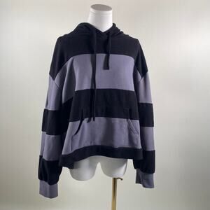 Vintage grunge grey striped hoodie